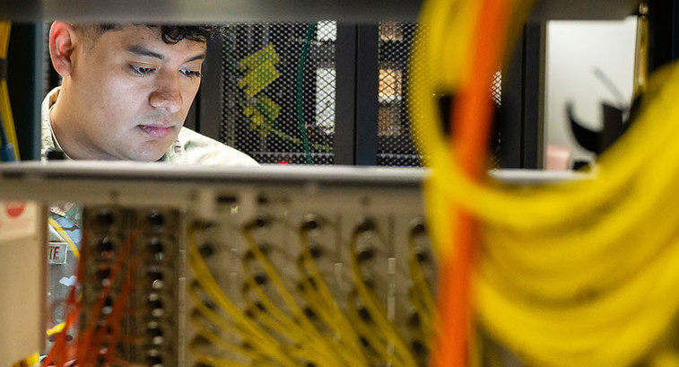 Person working in server room