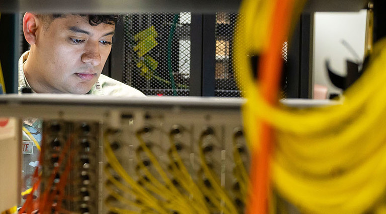 Person working in server room