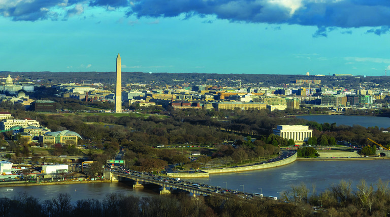 panoramic view of Washington DC from VA side