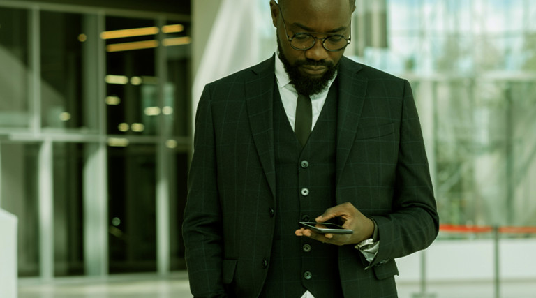 Businessman on his cell phone