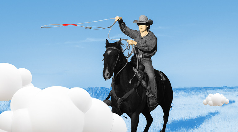 Cowboy lassoing a cloud