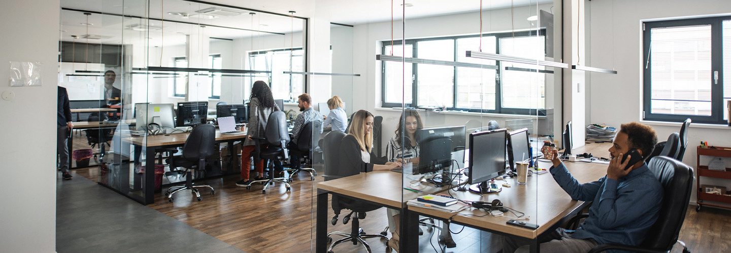 Employees working in a modern office