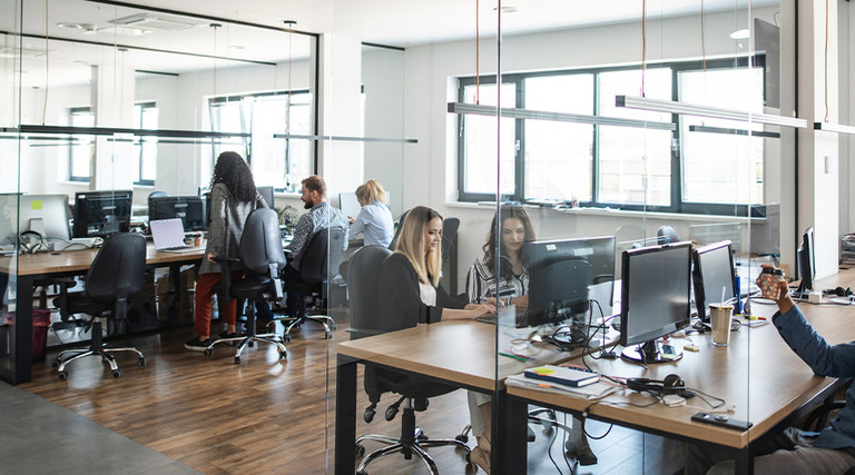 Employees working in a modern office