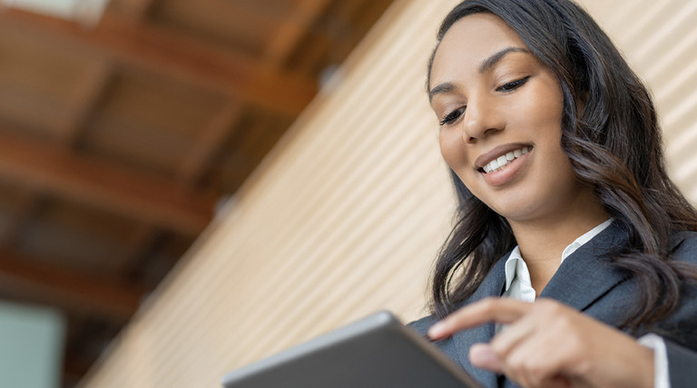 Employee working on mobile device