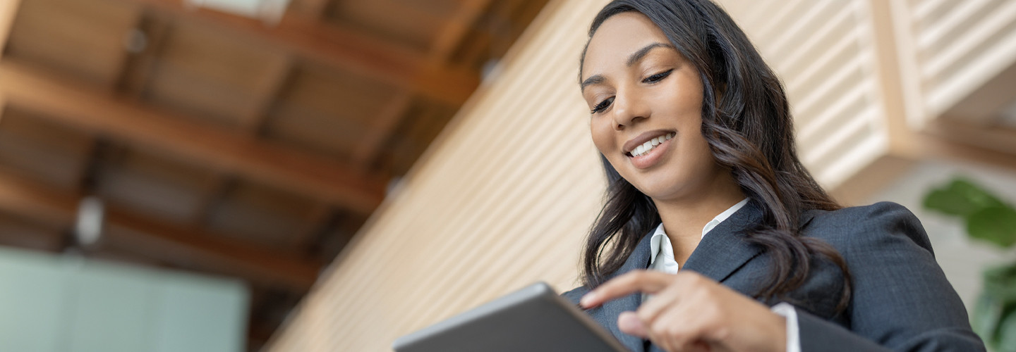 Employee working on mobile device