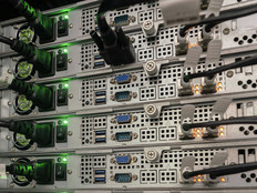 Close up of a modern data center