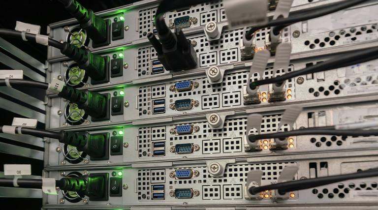 Close up of a modern data center