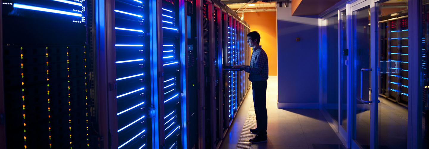 Person in server room