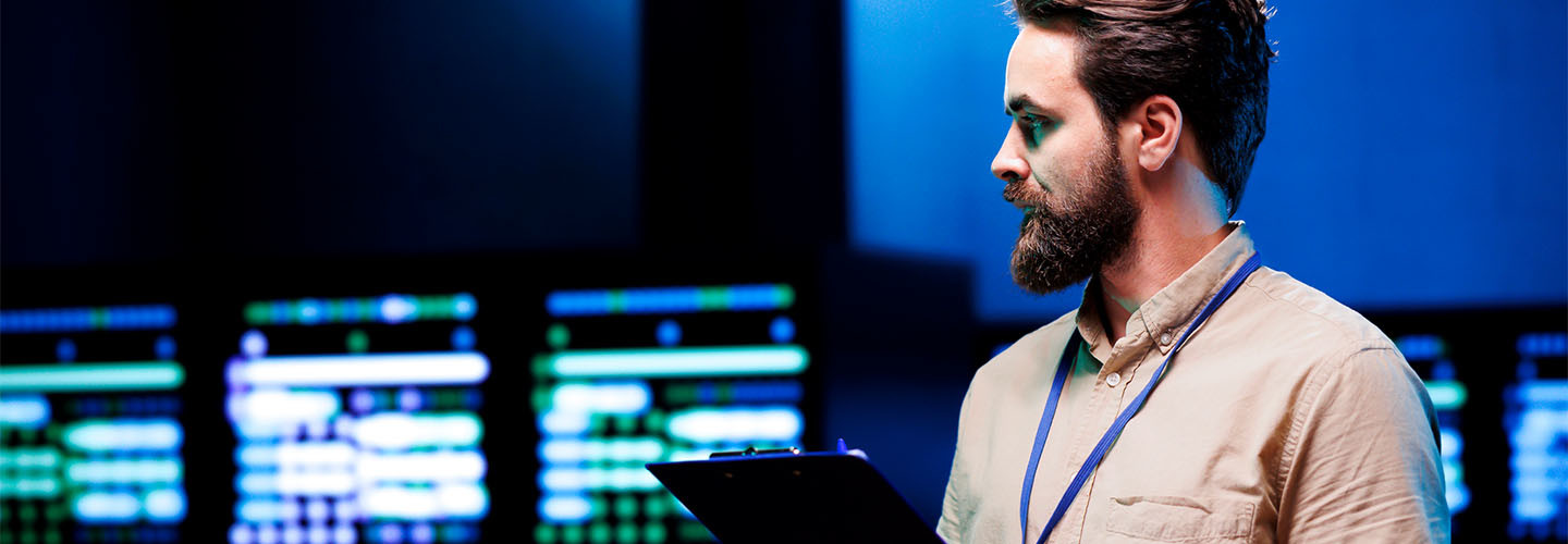 Person working in server room