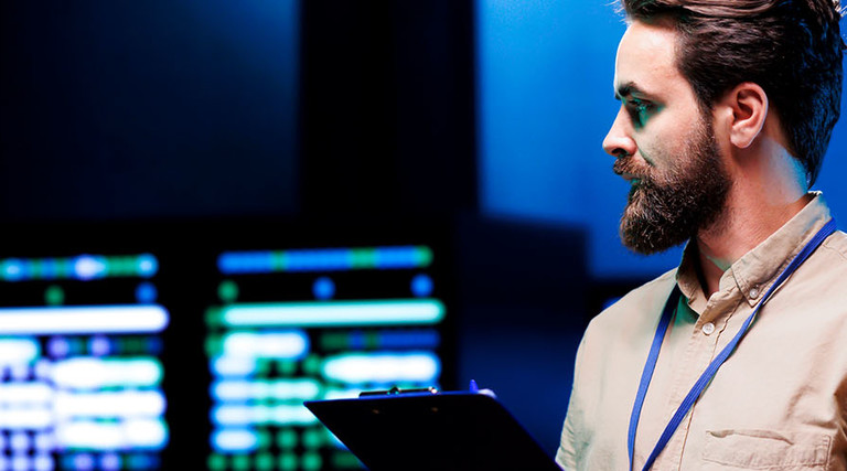 Person working in server room