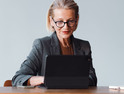 Person using computer in office