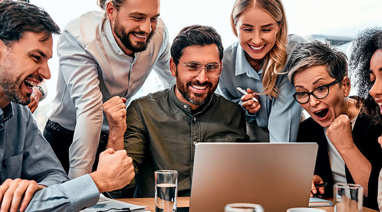 Coworkers collaborating in the office